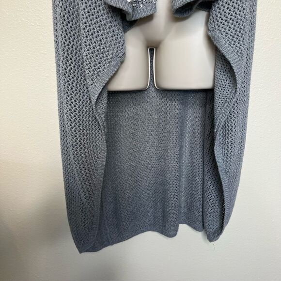 Gianni Bini Gray Duster Long Line Vest Sequin Beaded Waterfall Women Size Large - Picture 4 of 11